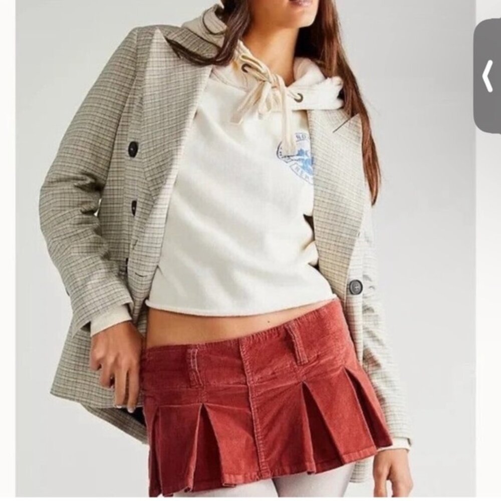 NWOT Free People Corduroy Skirt Pleated Micro Mini Skort - size 8
